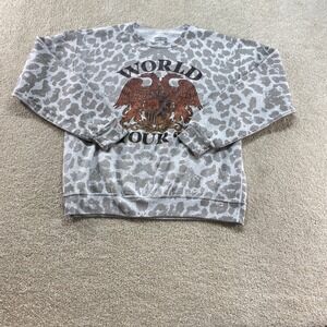 American Highway Sweatshirt Womens Medium Grey Leopard World‎ Tour 74 Graphic